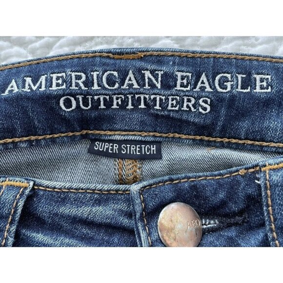 American Eagle Super Stretch Jegging Size 2 Crop  Distressed Raw Hem Jeans - Picture 5 of 8